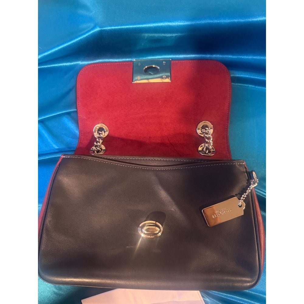 Coach CassidyF72686 Colorblock Leather Crossbody Shoulder Bag Pink/Burgundy Blac - Picture 6 of 9